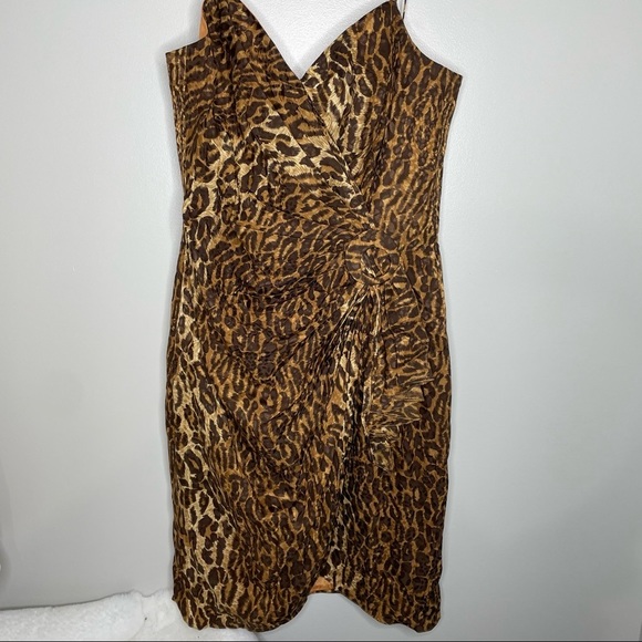 Vintage Gillian Leopard Ruched Midi Dress - Picture 3 of 10